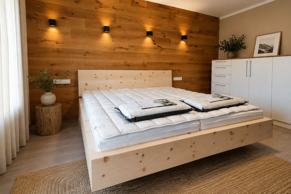 Zirbenbett Oberstdorf 180x200 | 200x200 von Schreinerei Schuster Sulzemoos bei München, Landkreis Dachau - Zirbenbetten für Oberbayern | Bayern