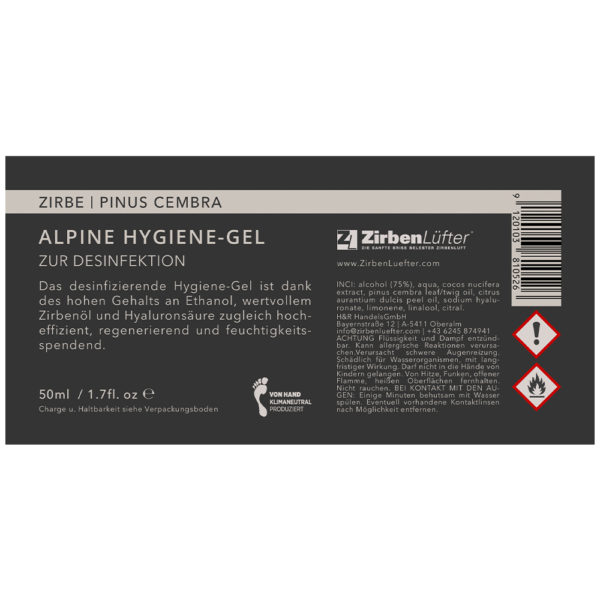 ZirbenLuefter-Alpine-Hygiene-Gel-50ml-Etikett