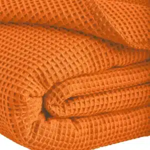 Pique-Decke 150x210 Tagesdecke in Waffeloptik Farbe orange, leicht und weich